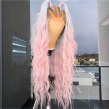 Load image into Gallery viewer, Ombre Pink hd Lace Frontal Wig Pre Plucked Loose Deep Wave Wig Pastel Purple Blue Highlight Wig Human Hair
