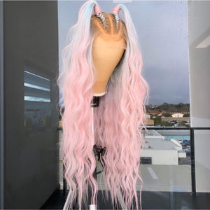 Ombre Pink hd Lace Frontal Wig Pre Plucked Loose Deep Wave Wig Pastel Purple Blue Highlight Wig Human Hair