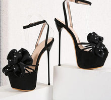 Load image into Gallery viewer, Flowers Crystal Ankle Buckle Strap Platform Stiletto High Heel
