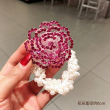 Load image into Gallery viewer, Crystal Zircon Women Scrunchies Hair Ties Elastic Rubber Bands Girl Flower Floral Head Accessories
