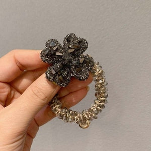 Crystal Zircon Women Scrunchies Hair Ties Elastic Rubber Bands Girl Flower Floral Head Accessories