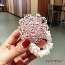 Load image into Gallery viewer, Crystal Zircon Women Scrunchies Hair Ties Elastic Rubber Bands Girl Flower Floral Head Accessories
