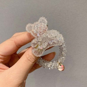 Crystal Zircon Women Scrunchies Hair Ties Elastic Rubber Bands Girl Flower Floral Head Accessories