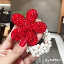 Load image into Gallery viewer, Crystal Zircon Women Scrunchies Hair Ties Elastic Rubber Bands Girl Flower Floral Head Accessories
