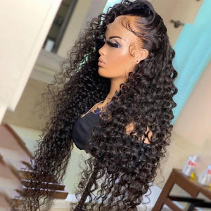 360 Lace Frontal Wig Water Wave Human Hair Wigs for wome13x4 Lace Front Wig 10 - 34 Inch Curly Glueless Virgin Brazilian 180% Density 4x4