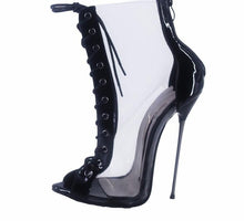 Load image into Gallery viewer, PVC Leather peep toe High Heel
