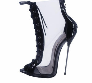 PVC Leather peep toe High Heel