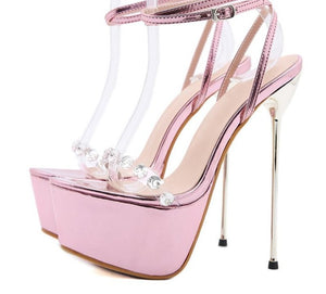 Fetish Platform Open Toe Ankle Buckle Strap Stiletto Heels