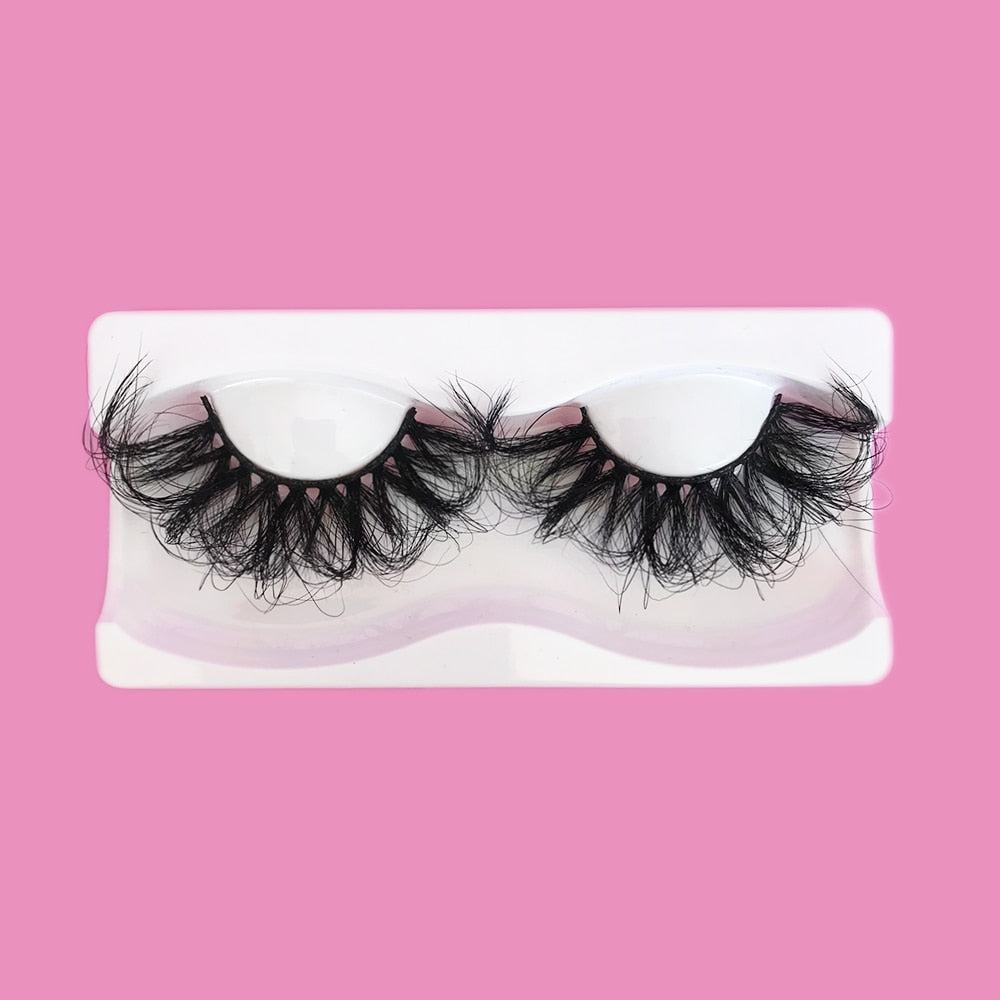 Fluffy Mink Eyelashes Dramatic Messy Long False 25mm 3D Full Strip Mink Lashes