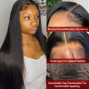 40 Inches Brazilian Bone Straight Transparent Human Hair Lace Wig