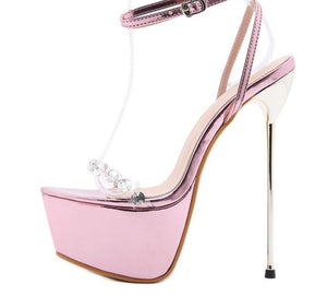 Fetish Platform Open Toe Ankle Buckle Strap Stiletto Heels