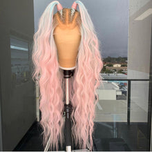 Load image into Gallery viewer, Ombre Pink hd Lace Frontal Wig Pre Plucked Loose Deep Wave Wig Pastel Purple Blue Highlight Wig Human Hair
