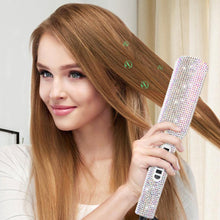 Load image into Gallery viewer, Rhinestone Flat Iron Titanium Hair Straightener Professional Dual Voltage Straightening Irons LCD Display
