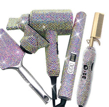 Load image into Gallery viewer, Hair Pressing Hot Comb Rhinestone Hair Blow Dryer Diamond Curling wands Kit Hair Brush Set
