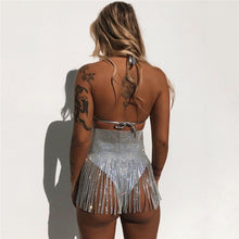 Load image into Gallery viewer, Shiny Gems Rhinestones 3 Piece Set Halter Bra Sexy Thong Panty Bandage Skirt Set Party Club Outfits
