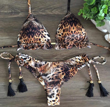 Load image into Gallery viewer, Tassel Leaves Island Print Bikini Set
