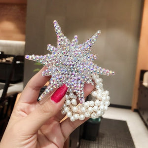 Crystal Zircon Women Scrunchies Hair Ties Elastic Rubber Bands Girl Flower Floral Head Accessories