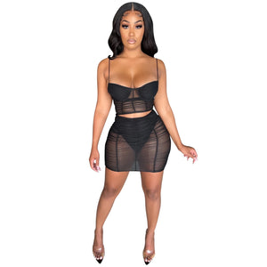 Ripple Me Mesh See Through Two Piece Set