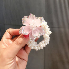 Load image into Gallery viewer, Crystal Zircon Women Scrunchies Hair Ties Elastic Rubber Bands Girl Flower Floral Head Accessories
