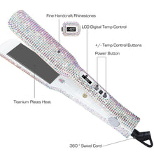 Load image into Gallery viewer, Rhinestone Flat Iron Titanium Hair Straightener Professional Dual Voltage Straightening Irons LCD Display
