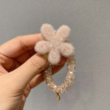 Load image into Gallery viewer, Crystal Zircon Women Scrunchies Hair Ties Elastic Rubber Bands Girl Flower Floral Head Accessories
