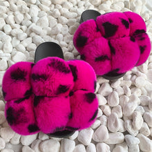 Load image into Gallery viewer, Pom Pom Fur Slippers Women Fluffy Sliders Furry Sandals Real Rabbit Fur Slippers Fox Fur Slides Multicolor
