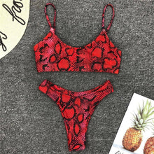 Load image into Gallery viewer, Red Leopard Printed Micro Bikini Set
