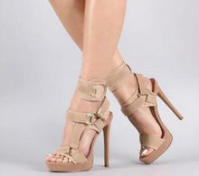 Load image into Gallery viewer, Buckle Velcro Strap Color High Heels
