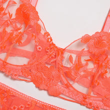 Load image into Gallery viewer, IslandGirl Peachy Orange Embroidery Lace Transparent Set
