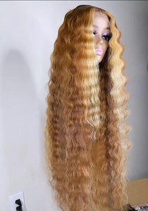 Mermaid Honey Blonde Deep Wave Human Hair Wig