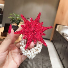 Load image into Gallery viewer, Crystal Zircon Women Scrunchies Hair Ties Elastic Rubber Bands Girl Flower Floral Head Accessories
