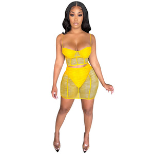 Ripple Me Mesh See Through Two Piece Set