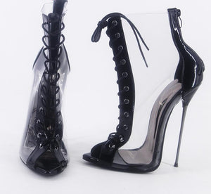 PVC Leather peep toe High Heel