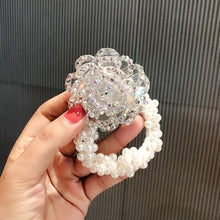 Load image into Gallery viewer, Crystal Zircon Women Scrunchies Hair Ties Elastic Rubber Bands Girl Flower Floral Head Accessories
