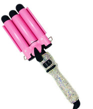 Load image into Gallery viewer, 3-Barrel Hair Waver Pink Hair Waver 3 Barrel Curling Iron Hair Crimping Ceramic Crystal Crimp Irons
