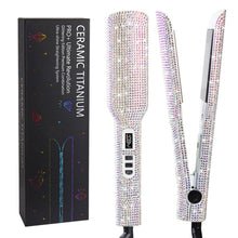 Load image into Gallery viewer, Rhinestone Flat Iron Titanium Hair Straightener Professional Dual Voltage Straightening Irons LCD Display
