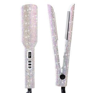 Rhinestone Flat Iron Titanium Hair Straightener Professional Dual Voltage Straightening Irons LCD Display