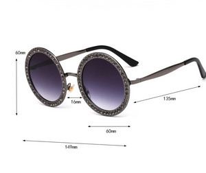 Cat eye round metal-studded trend sunglasses