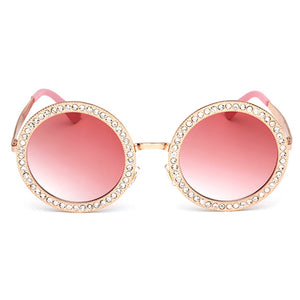 Cat eye round metal-studded trend sunglasses