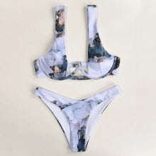 Load image into Gallery viewer, Marble Sport Bandeau Push up Bikinis Swimsuit
