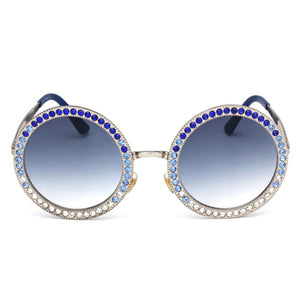 Cat eye round metal-studded trend sunglasses