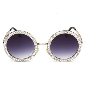 Cat eye round metal-studded trend sunglasses