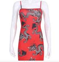 Load image into Gallery viewer, One-shoulder dragon print backless casual nightclub strap skirt dress
