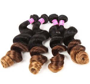 Indian Ombre Human Hair 1B/4/30 Loose Wave 3 Bundles With 4X4 Lace Closure With Baby Hair 4pieces/lot Loose Wave