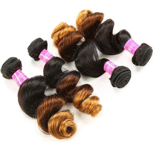 Indian Ombre Human Hair 1B/4/30 Loose Wave 3 Bundles With 4X4 Lace Closure With Baby Hair 4pieces/lot Loose Wave