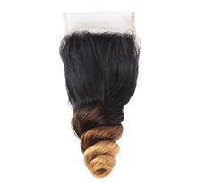 Load image into Gallery viewer, Indian Ombre Human Hair 1B/4/30 Loose Wave 3 Bundles With 4X4 Lace Closure With Baby Hair 4pieces/lot Loose Wave
