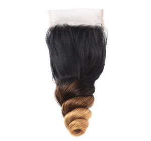 Indian Ombre Human Hair 1B/4/30 Loose Wave 3 Bundles With 4X4 Lace Closure With Baby Hair 4pieces/lot Loose Wave