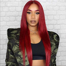 Load image into Gallery viewer, Red Lace Front Human Hair Wigs Red Human Hair Wig 99J Lace Frontal Wig Pre Plucked Human Hair Colored Wig
