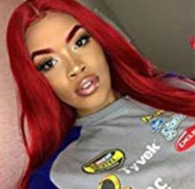 Load image into Gallery viewer, Red Lace Front Human Hair Wigs Red Human Hair Wig 99J Lace Frontal Wig Pre Plucked Human Hair Colored Wig
