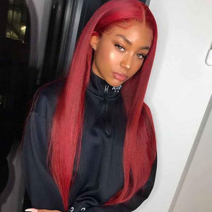 Red Lace Front Human Hair Wigs Red Human Hair Wig 99J Lace Frontal Wig Pre Plucked Human Hair Colored Wig